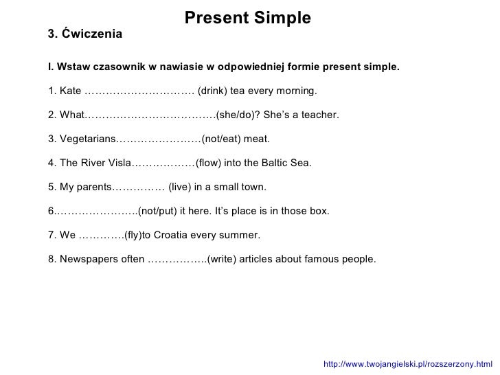 Czas Present Simple I Present Continuous Wiczenia Klasa 5 Pdf - question Present Simple Pytania I Przeczenia Cwiczenia