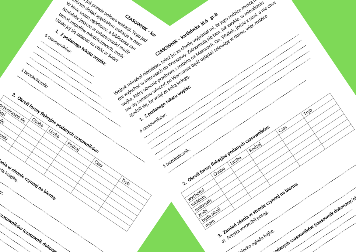 CZASOWNIK - kartkówka klasa 6 • Złoty nauczyciel Sprawdzian Z Czasownika Klasa Vi