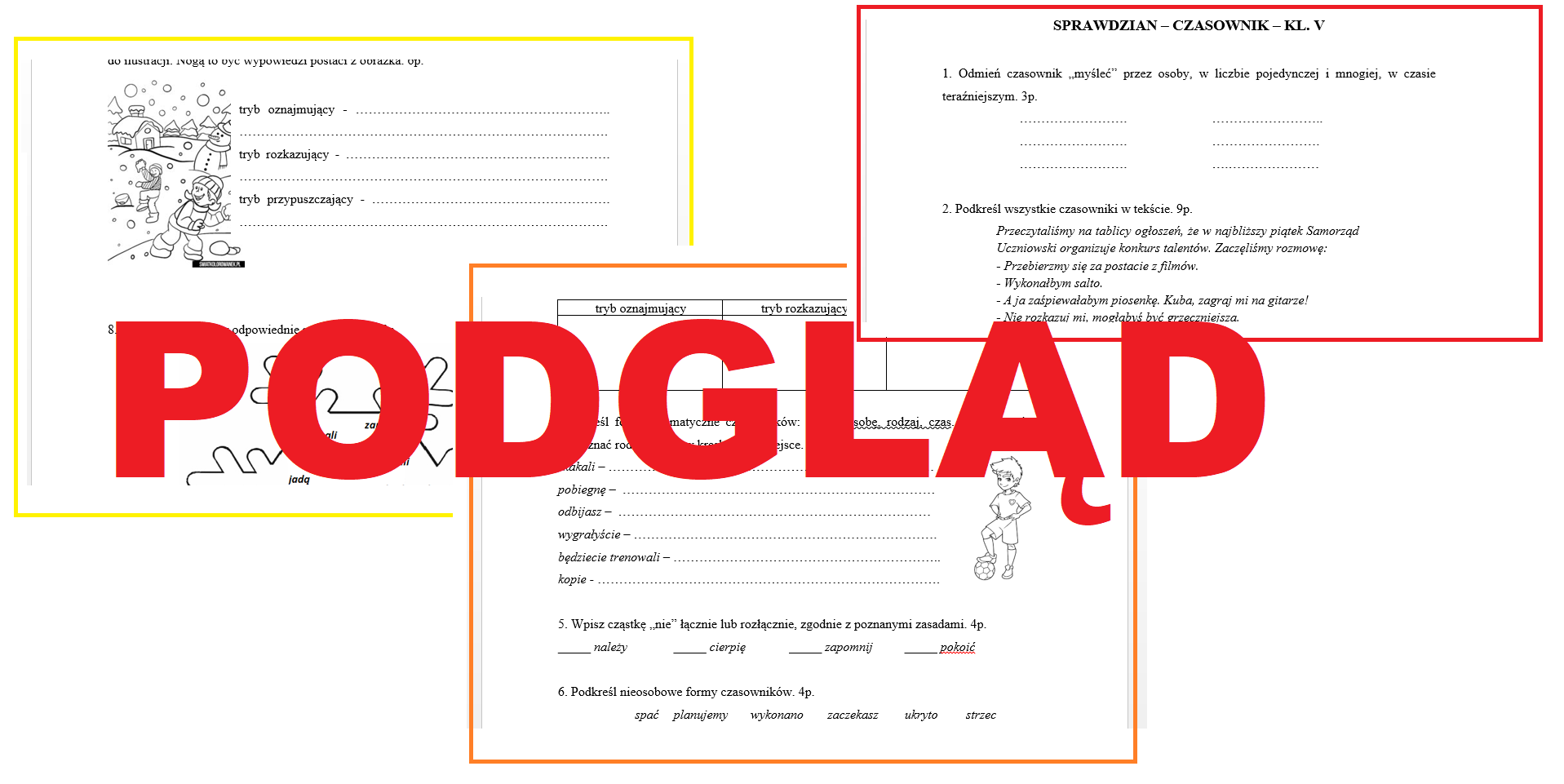 Czasownik - klasa 5 - sprawdzian • Złoty nauczyciel Sprawdzian Czasownik Klasa 5 Nowa Era