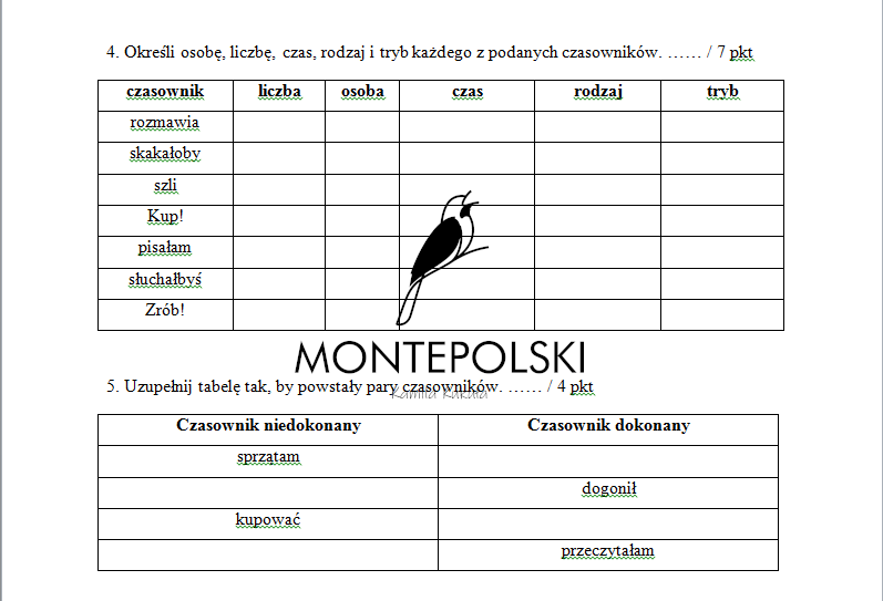 Czasownik test - klasa 5 • Złoty nauczyciel Test Z Czasownika Klasa 5