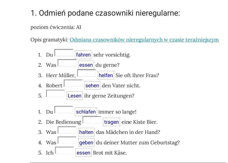 Czasowniki nieregularne niemiecki daje naj - Brainly.pl Uzupełnij Zdania Czasownikami W Odpowiedniej Formie Niemiecki