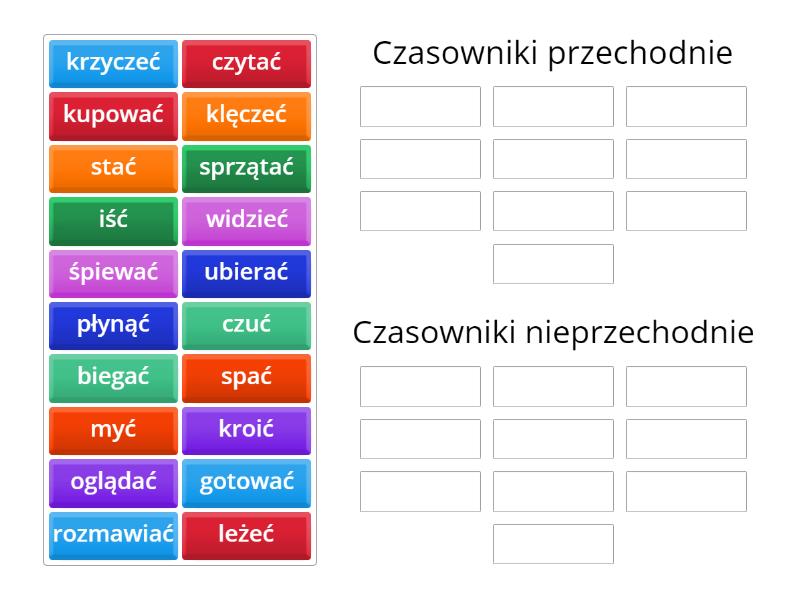 Czasowniki przechodnie i nieprzechodnie - Group sort Czasowniki Przechodnie I Nieprzechodnie Niemiecki