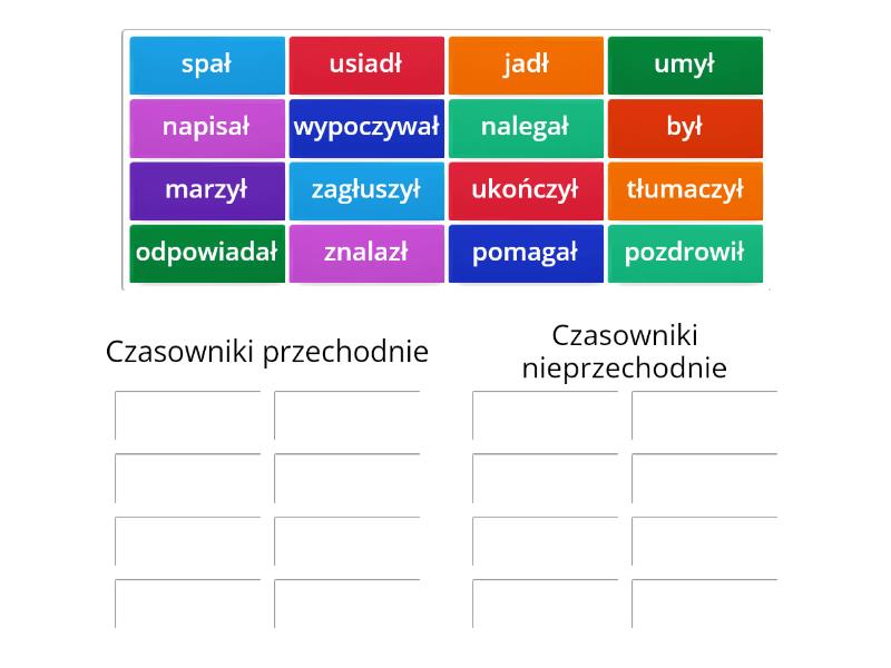 Czasowniki przechodnie i nieprzechodnie - Posortuj Czasowniki Przechodnie I Nieprzechodnie Klasa 5