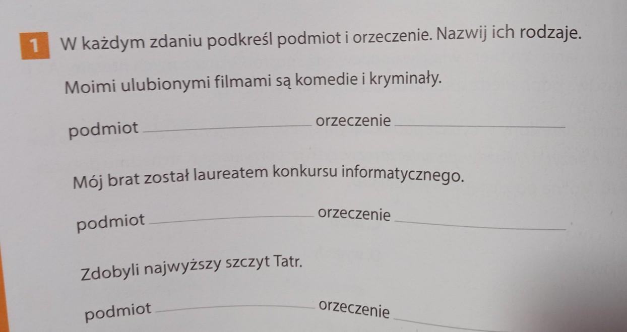 Części zdania i związki wyrazowe W każdym zdaniu podkreśl podmiot i Czesci Zdania Test