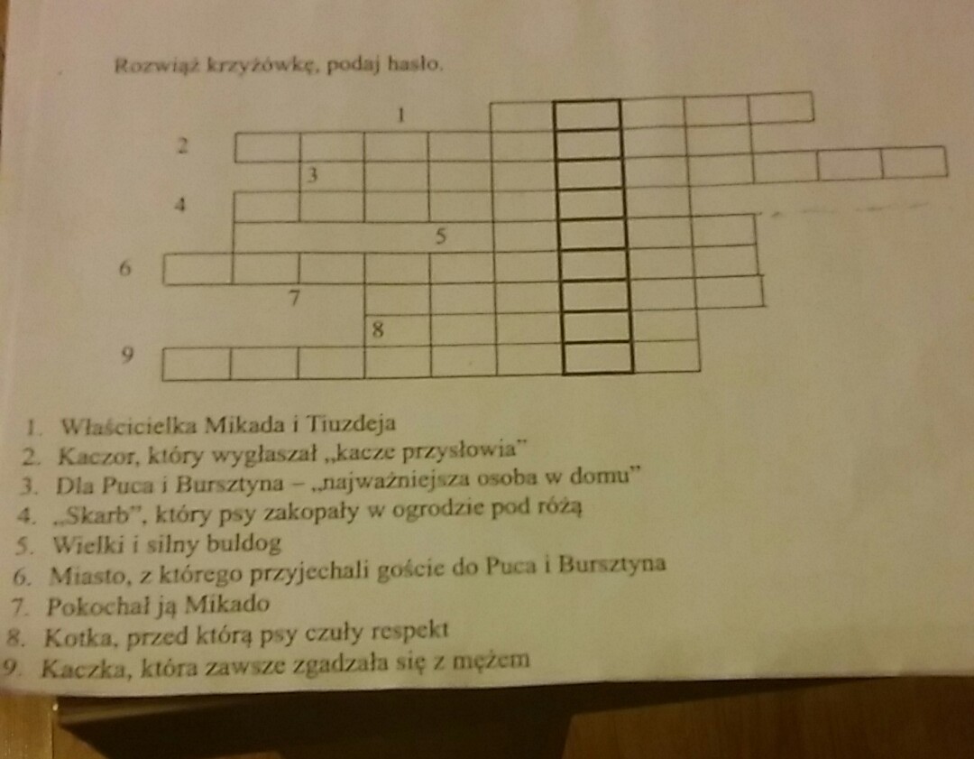 czy mi ktoś pomoże z rozwiazaniem krzyżówki z lektury Puc Bursztyn i Test Sprawdzający Lekturę Puc Bursztyn I Goście