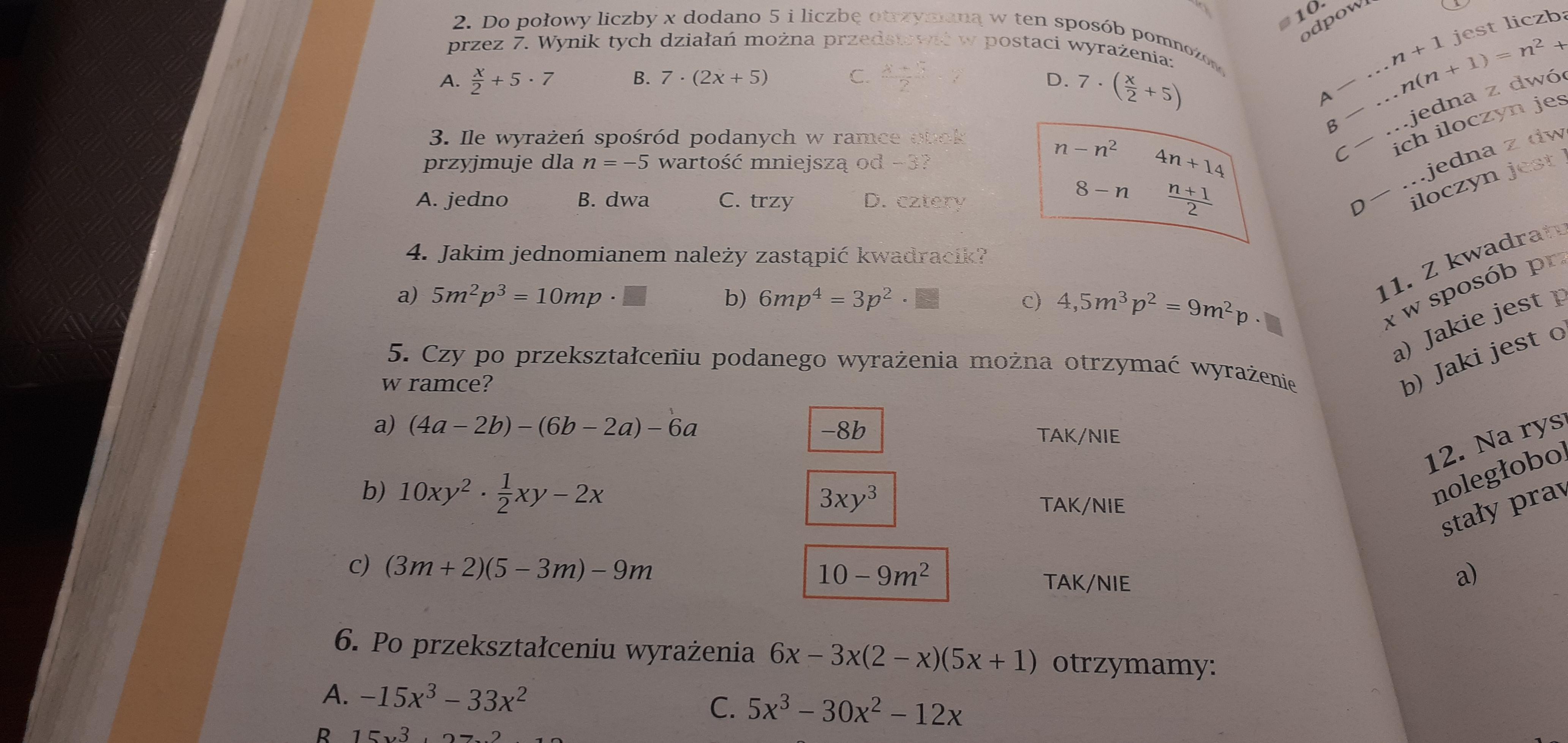 Czy po przekształceniu podanego wyrażenia można otrzymać wyrażenie w Czy Po Przekształceniu Podanego Wyrażenia Można Otrzymać Wyrażenie W Ramce