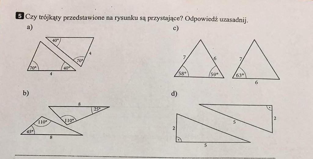Czy Trójkąty Przedstawione Na Rysunku Są Przystające Uzasadnij Odpowiedź