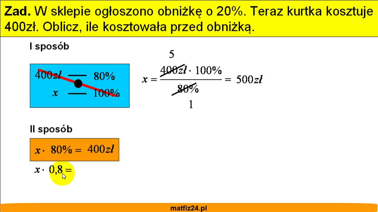 Dany jest procent - Obliczanie procentów - Matfiz24.pl - YouTube Sprawdzian Z Procentów Klasa 7
