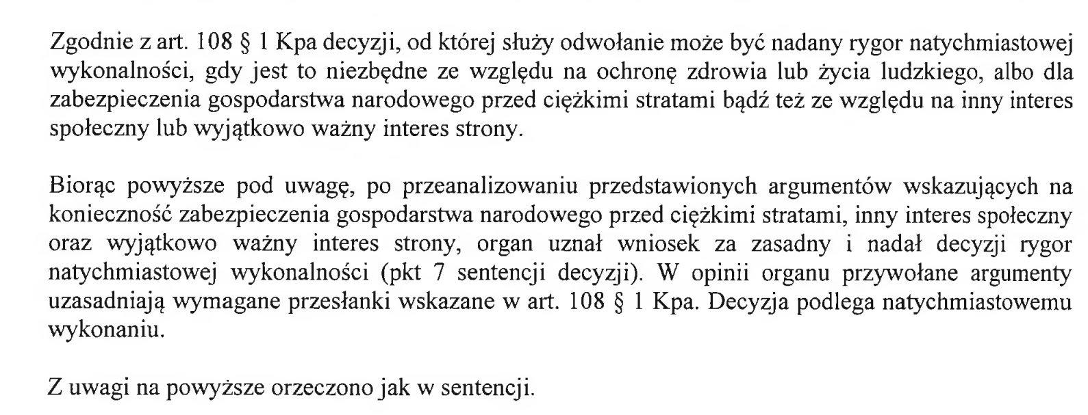 Dariusz Goliński on Twitter: "Uzasadnienie nadania rygoru Rygor Natychmiastowej Wykonalności A Klauzula