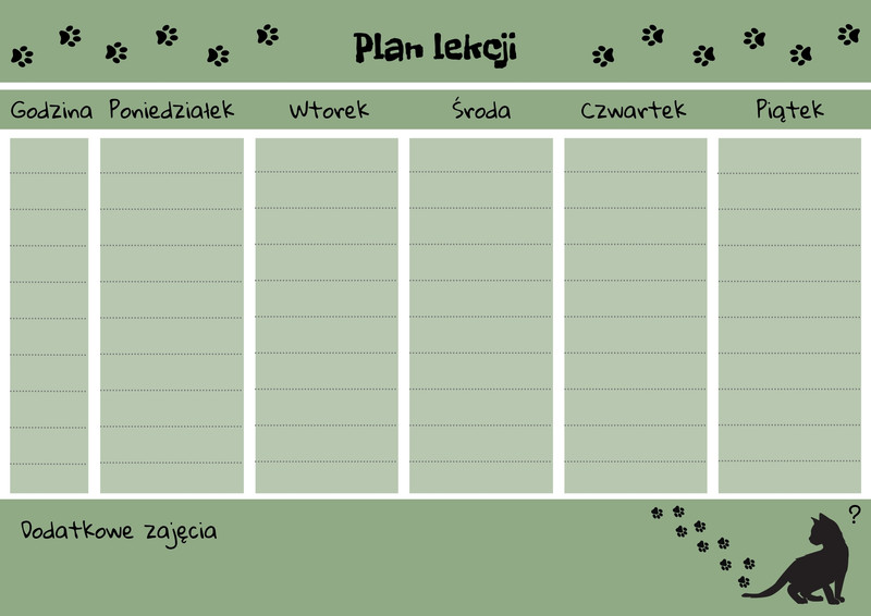 Darmowe wzory i szablony planów lekcji i zajęć - Canva Plan Lekcji Do Wydrukowania Z Kotami