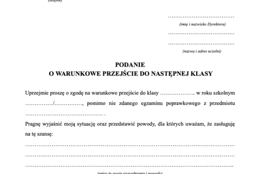 Warunkowa Promocja Do Następnej Klasy