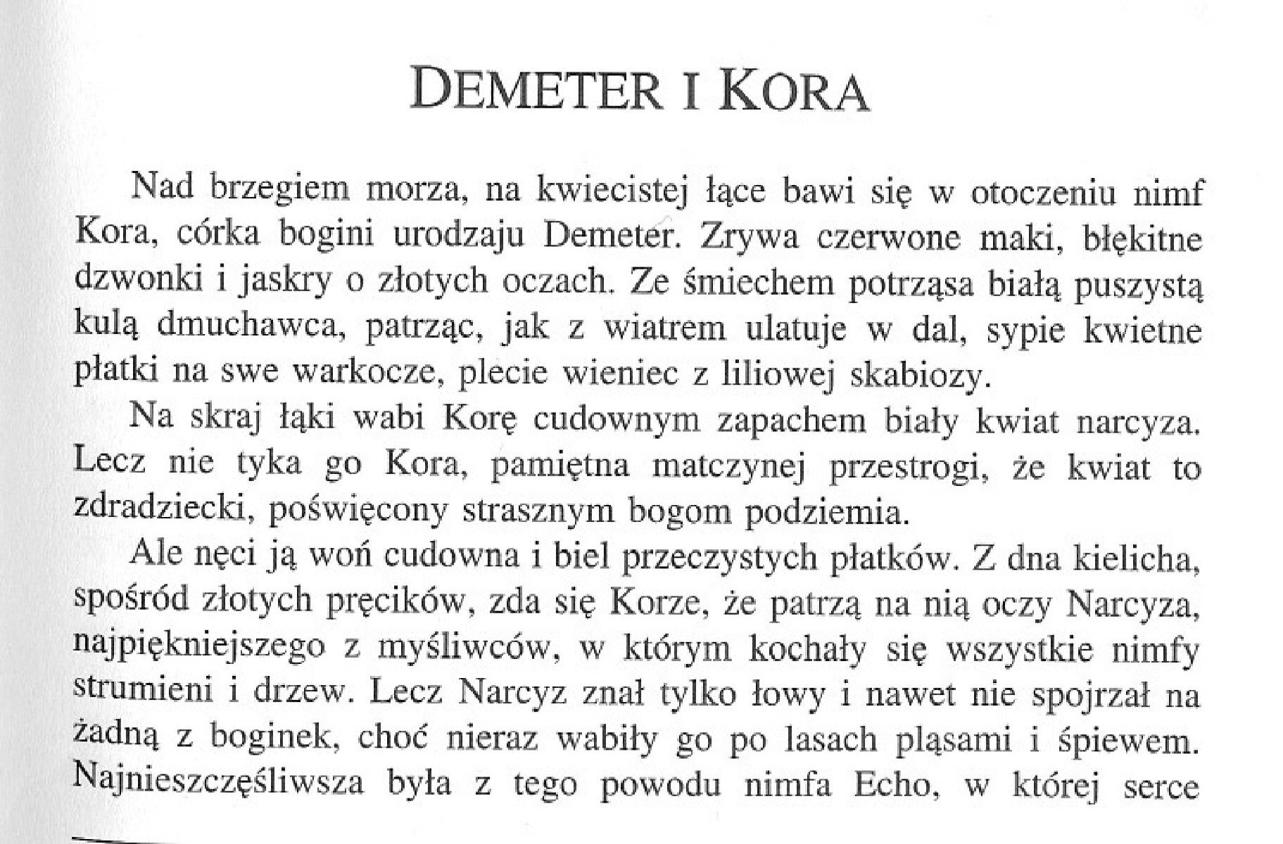 DEMETER I KORA Mit O Demeter I Korze Streszczenie