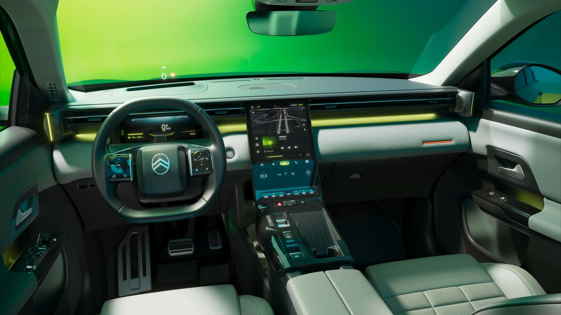 Der Innenraum des Citroen C5 Aircross 2025) im Detail Koń Maści Białej W Plamy Krzyżówka
