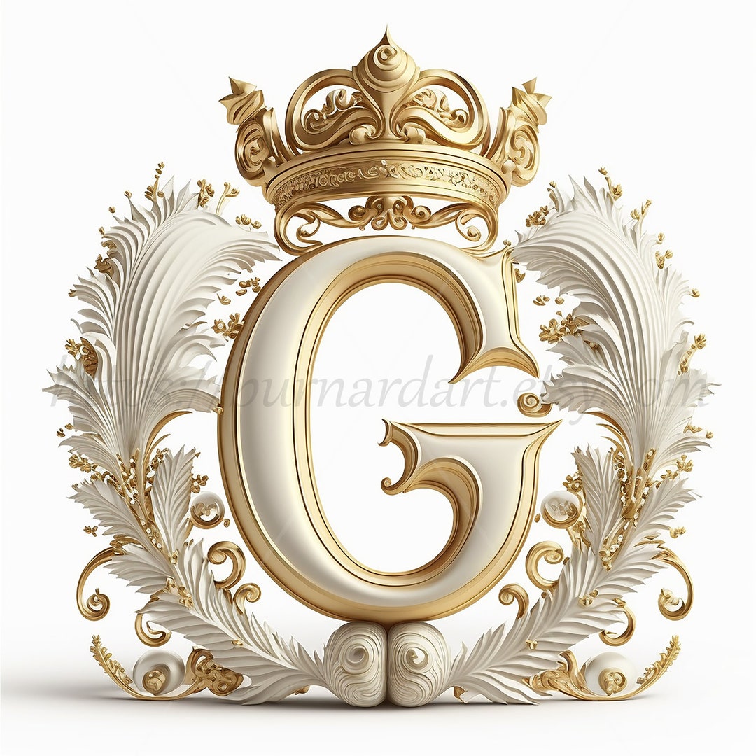 Digital Download - Letter G Crown on Whitish Background Alphabet Główne Przyczyny Bezrobocia W Polsce