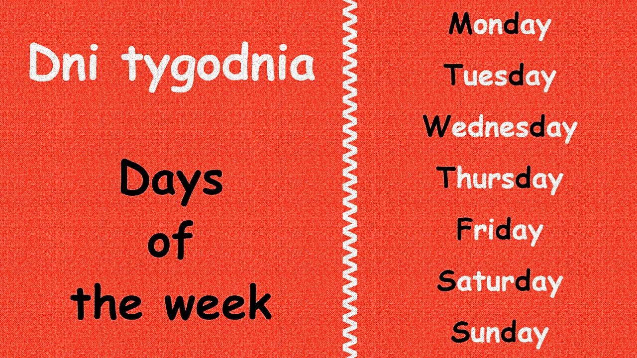 Dni Tygodnia Angielski ćwiczenia Pdf
