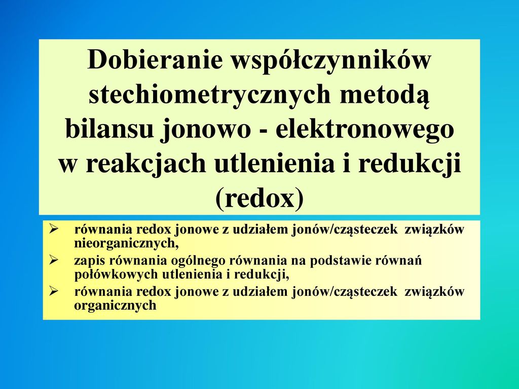 Dobieranie Wsplczynnikw Stechiometrycznych