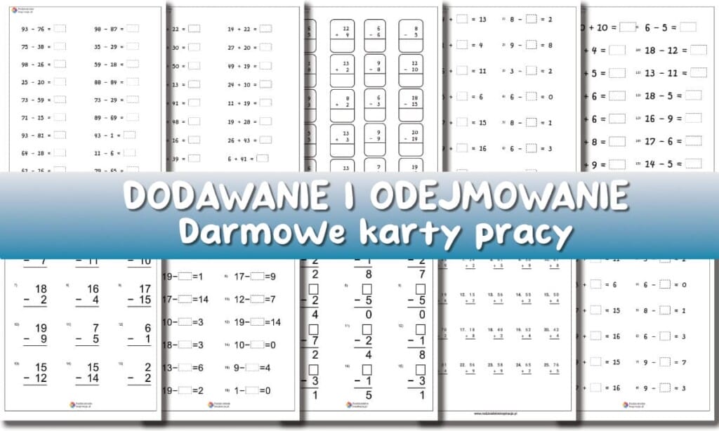 Dodawanie i odejmowanie do druku. Karty pracy w PDF Dodawanie I Odejmowanie W Zakresie 1000 Cwiczenia Do Wydruku