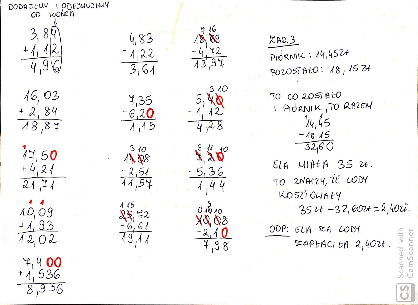 Dodawanie i odejmowanie ułamków dziesiętnych. - klasa 5 (25.03.2020) 1 8 To Jaki Ułamek Dziesiętny
