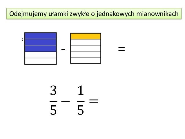 Dodawanie I Odejmowanie Ułamków O Jednakowych Mianownikach Oblicz