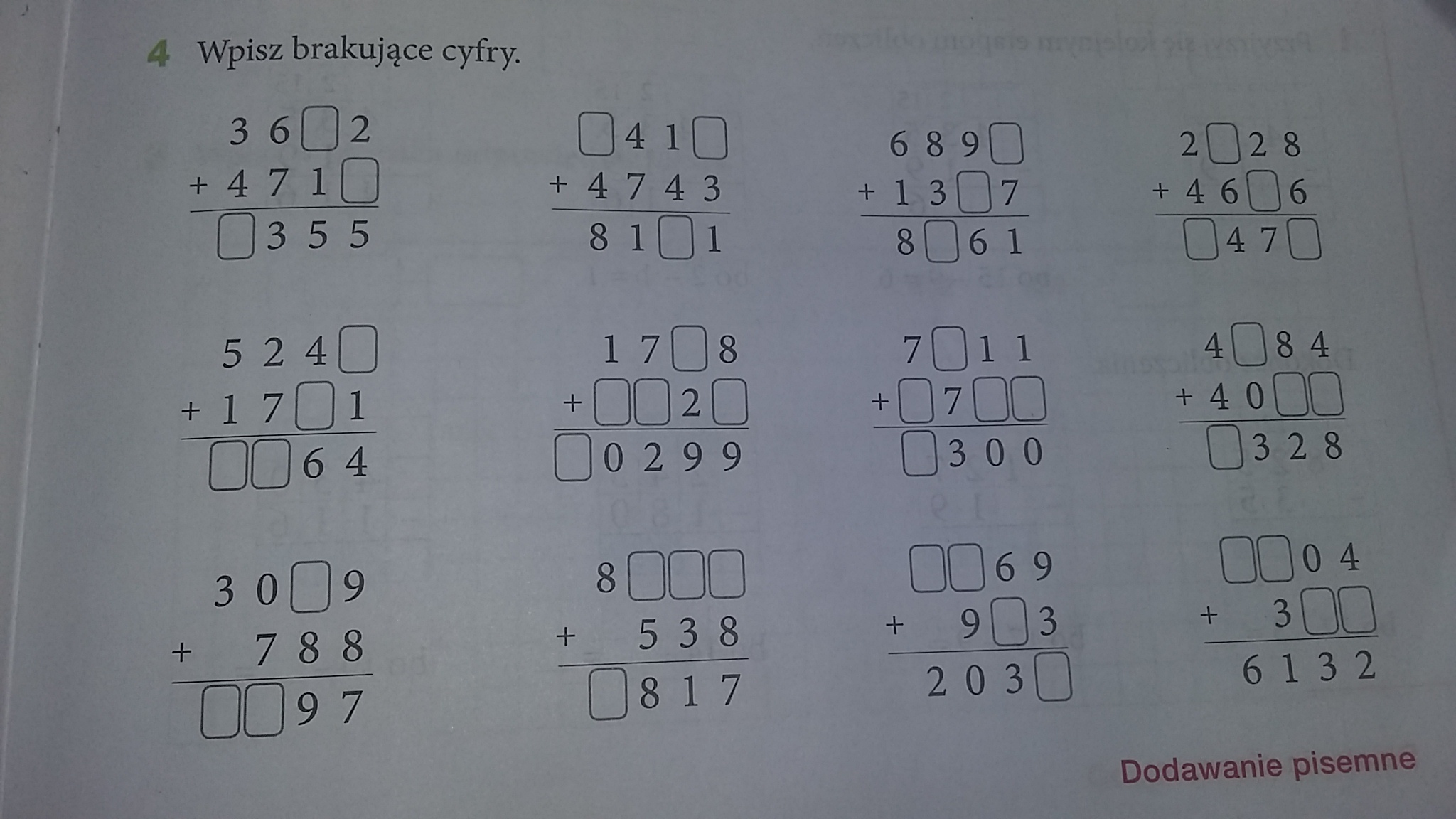 Dodawanie I Odejmowanie Pisemne Klasa 4 Zadania Do Druku