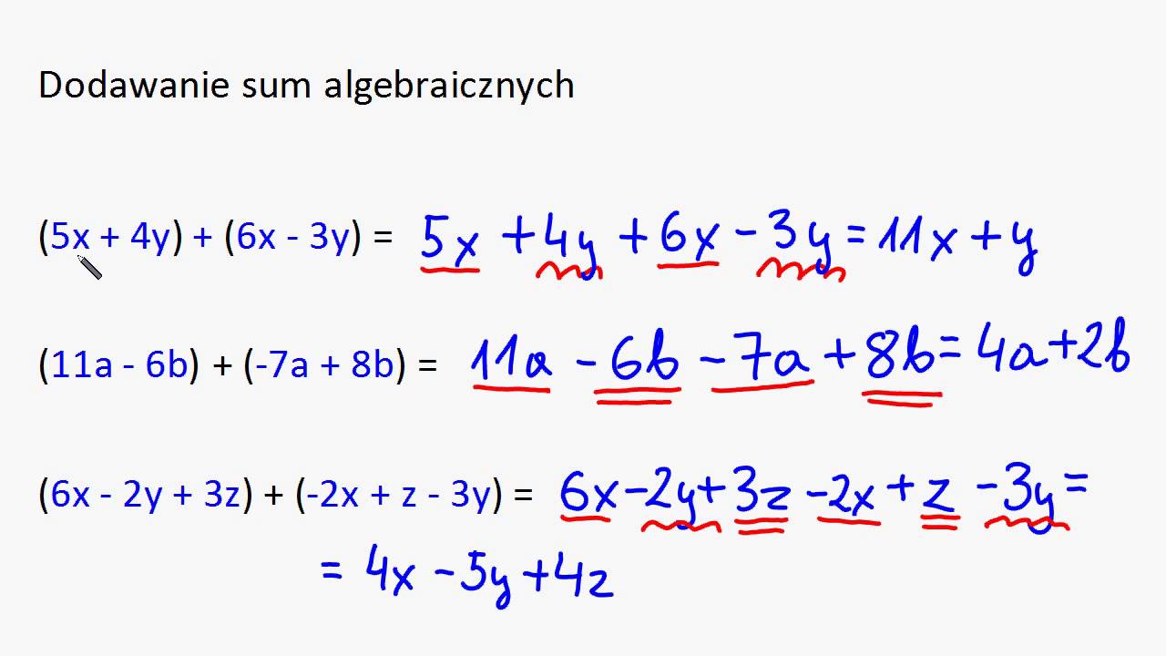 Dodawanie sum algebraicznych - YouTube Dodawanie I Odejmowanie Sum Algebraicznych
