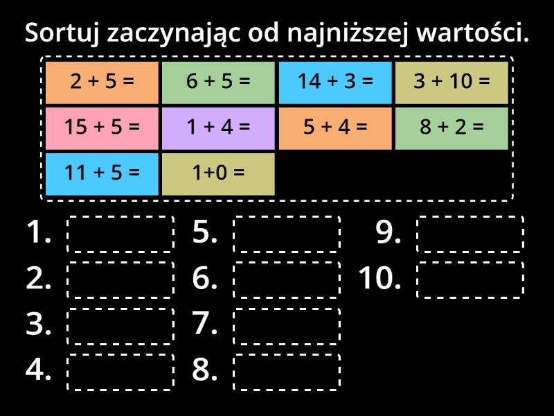 Dodawanie w zakresie 20 bez przekroczenia progu dziesiątkowego - Rank order Dodawanie Bez Przekroczenia Progu Dziesiątkowego Co To Znaczy