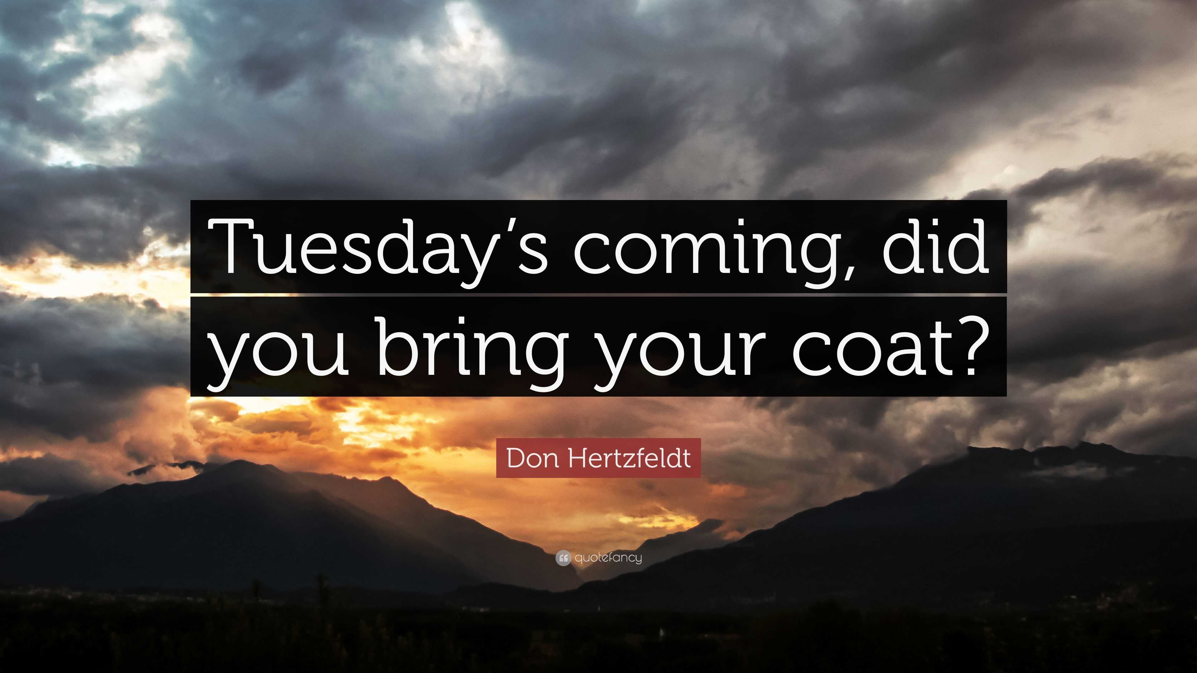 Don Hertzfeldt Quote: “Tuesday’s coming, did you bring your coat?” Tuesday S Coming Did You Bring Your Coat