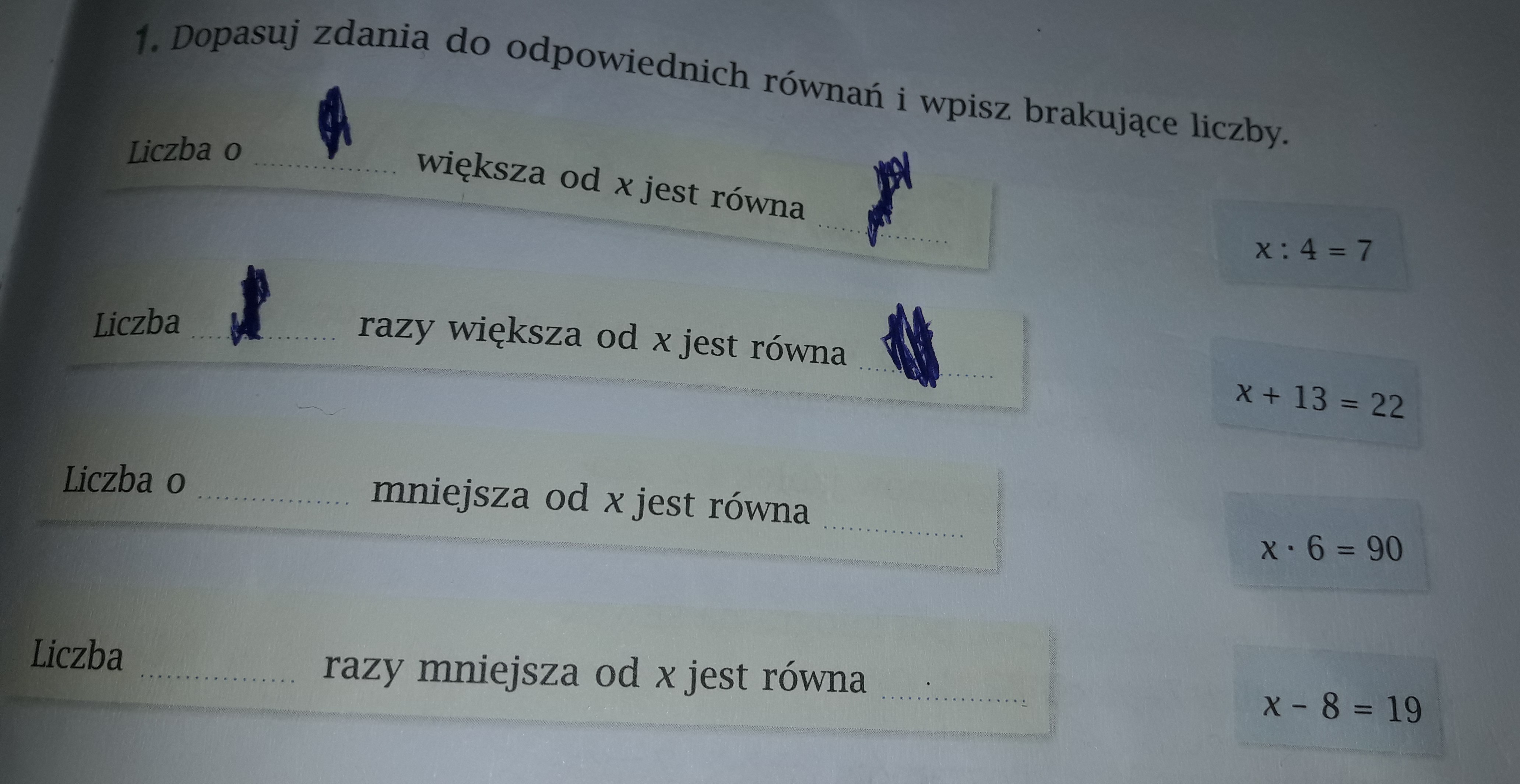 Dopasuj zdania do odpowiednich rownan i wpisz brakujace liczby - Brainly.pl Dopasuj Zdania Do Odpowiednich Rownan I Wpisz Brakujace Liczby