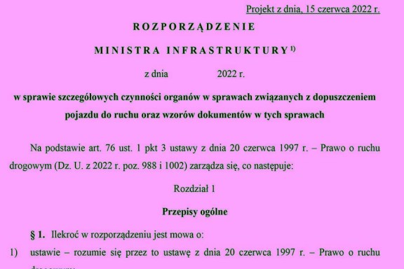 Dopuszczenie pojazdu do ruchu, wzory dokumentów - nowe rozporządzenie Wniosek O Dopuszczenie Podręcznika Wzór