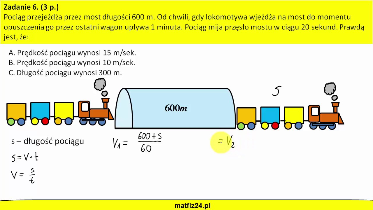 Droga Prędkość Czas - zadanie matematyczne | MatFiz24.PL - YouTube Sprawdzian Matematyka Klasa 6 Droga Prędkość Czas