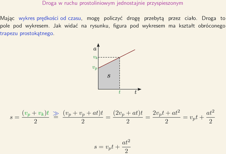 Droga w ruchu jednostajnie przyspieszonym Wzory W Ruchu Jednostajnie Przyspieszonym