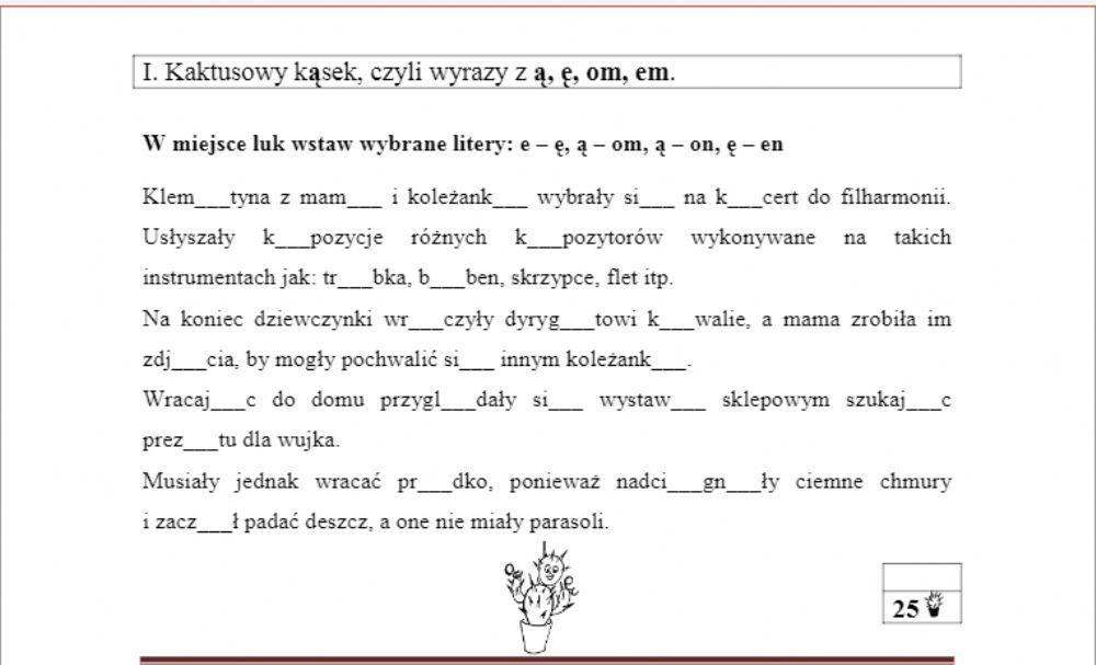 Dyktando ą, ę, om, on, en online exercise for | Live Worksheets Dyktando Z Nie Klasa 5 Do Druku