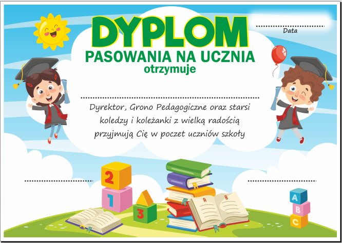 Dyplom: Pasowania na Ucznia (wzór 32) SzkolneNaklejki.pl Dyplom Pasowania Na Ucznia Chomikuj