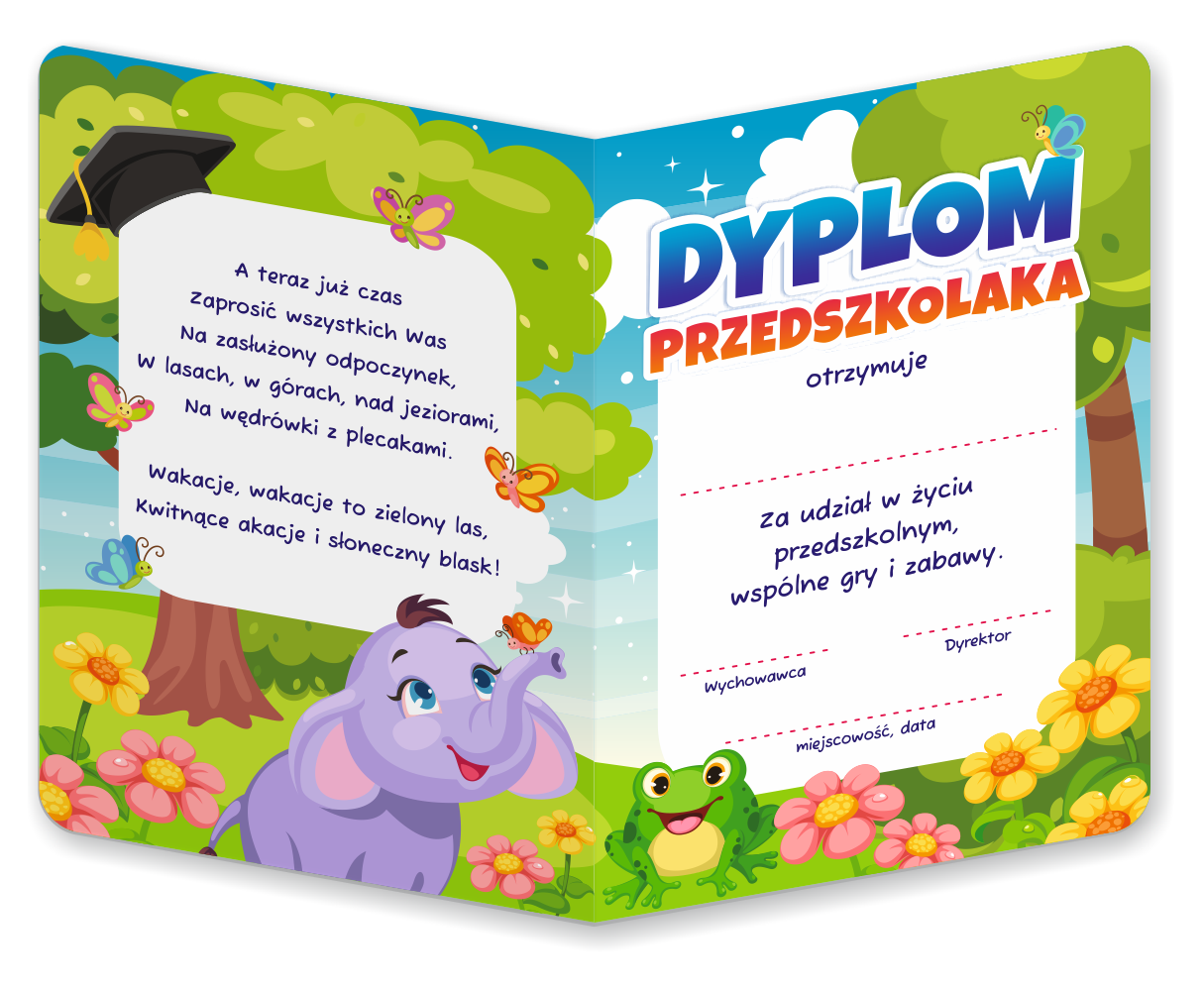 Dyplom: Przedszkolaka - wzór 2 (składany, format A5) SzkolneNaklejki.pl Dyplom Dla Przedszkolaka Za Udział W Konkursie