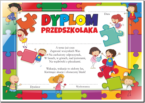 Dyplom: Przedszkolaka (Wzór 3) SzkolneNaklejki.pl Dyplom Za Udział W życiu Przedszkola