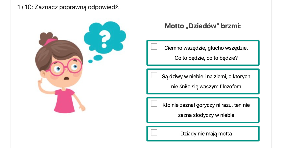 Dziady, część II: najważniejsze informacje, cytaty, pytania i odpowiedzi Dziady Cz 2 Pdf Test