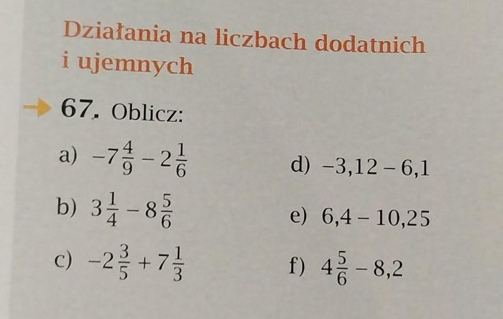 Działania na liczbach dodatnichi ujemnych67. Oblicz:d) -3,12-6,1a) -78 Oblicz Wykorzystując Poznane Własności Działań Na Pierwiastkach