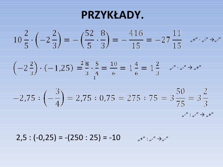 Dzialania na liczbach_wymiernych Dzialania Na Liczbach Klasa 8
