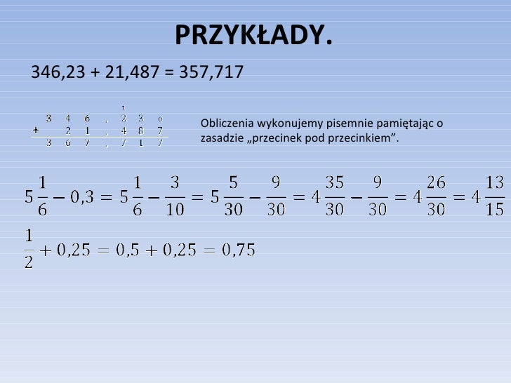 Dzialania na liczbach_wymiernych Działania Na Liczbach Wymiernych Klasa 7