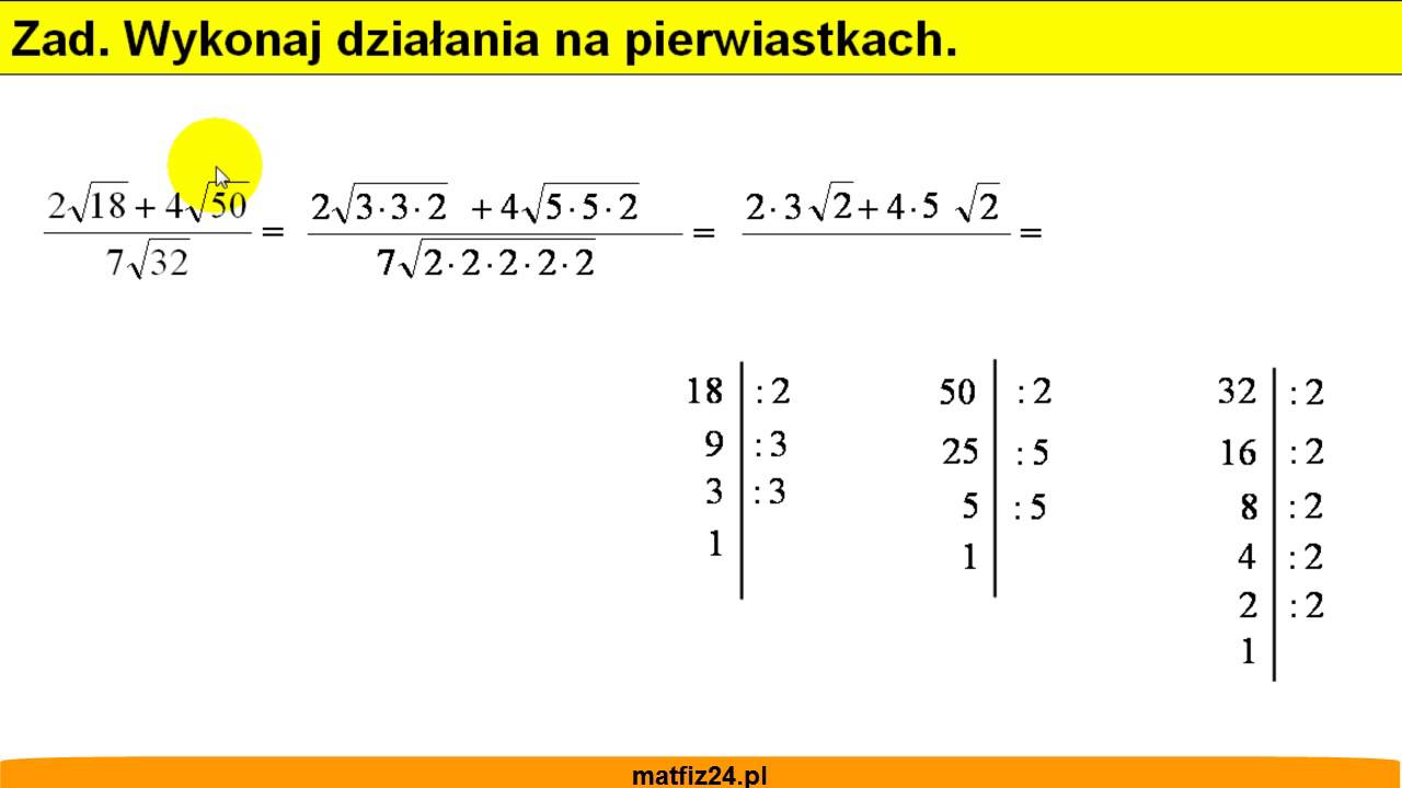 Działania na pierwiastkach - wykonaj niezbędne działania - Matfiz24.pl Sprawdzian Pierwiastki Klasa 8 Wsip