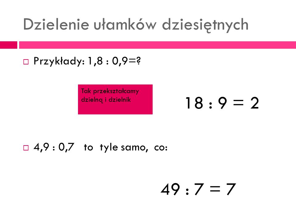 Działania na ułamkach dziesiętnych - ppt pobierz Dzielenie Ułamków Dziesiętnych Przykłady Klasa 5
