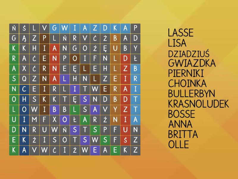 Dzieci z Bullerbyn - wykreślanka - Wordsearch Dzieci Z Bullerbyn Test Czesc 1
