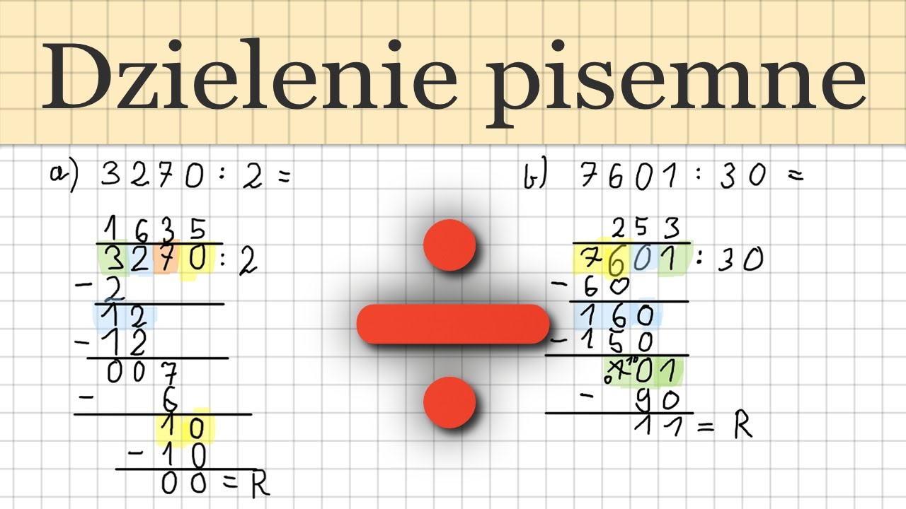 Dzielenie pisemne (w słupku) - Matematyka - YouTube Dzielenie Pisemne Klasa 4 Przykłady