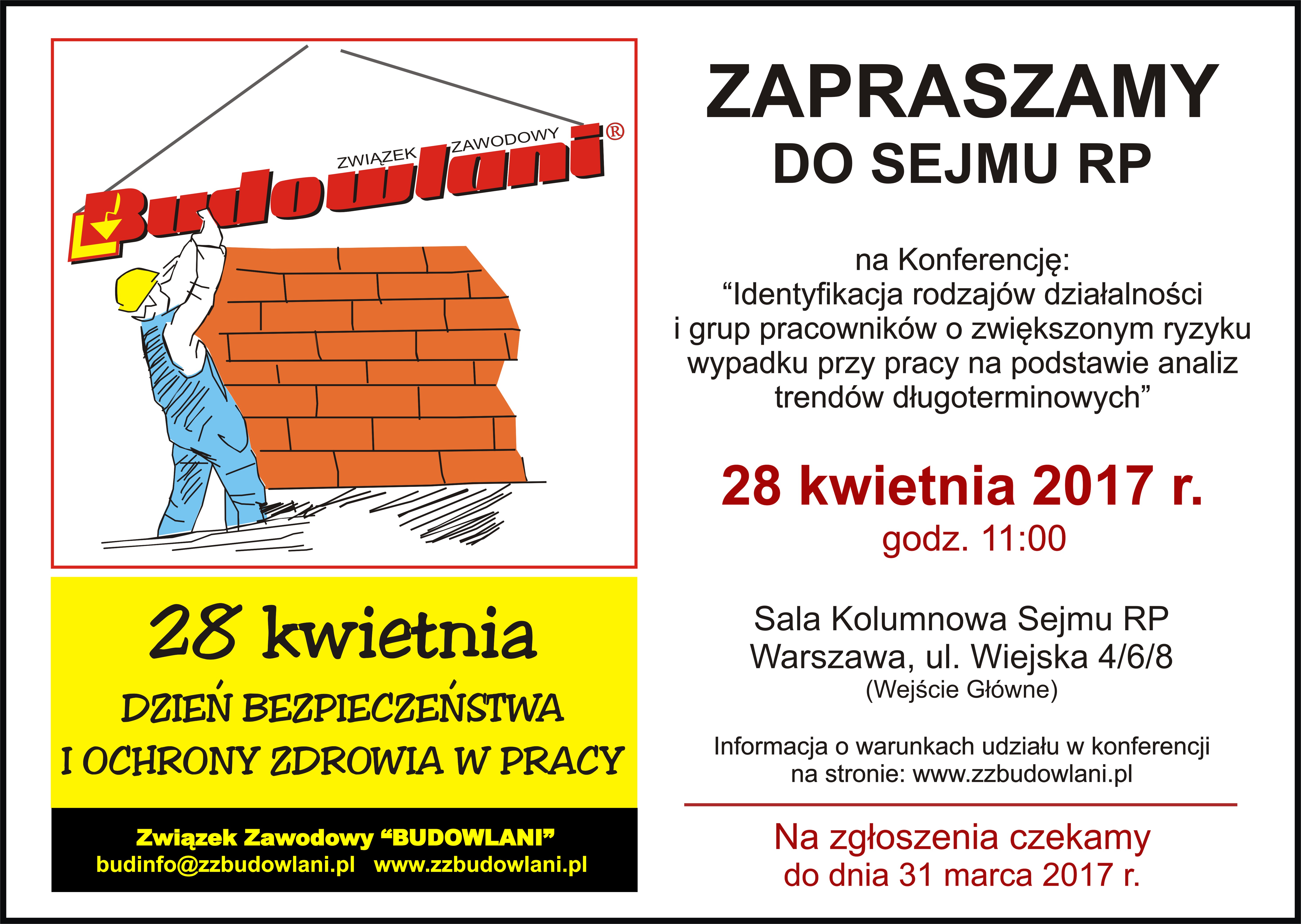 Dzień Bezpieczeństwa i Ochrony Zdrowia w Pracy 2017 | ZZ Budowlani światowy Dzień Bezpieczeństwa I Ochrony Zdrowia W Pracy 2017