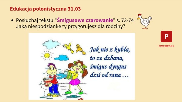 Edukacja polonistyczna 31.03 Sprawdzian Klasa 3 Edukacja Polonistyczna Pazdziernik