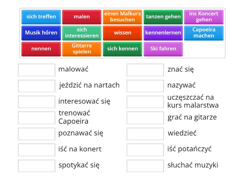 Effekt Neu 2 Kapitel 1 czasowniki i zainteresownia - Match up Effekt Neu 2