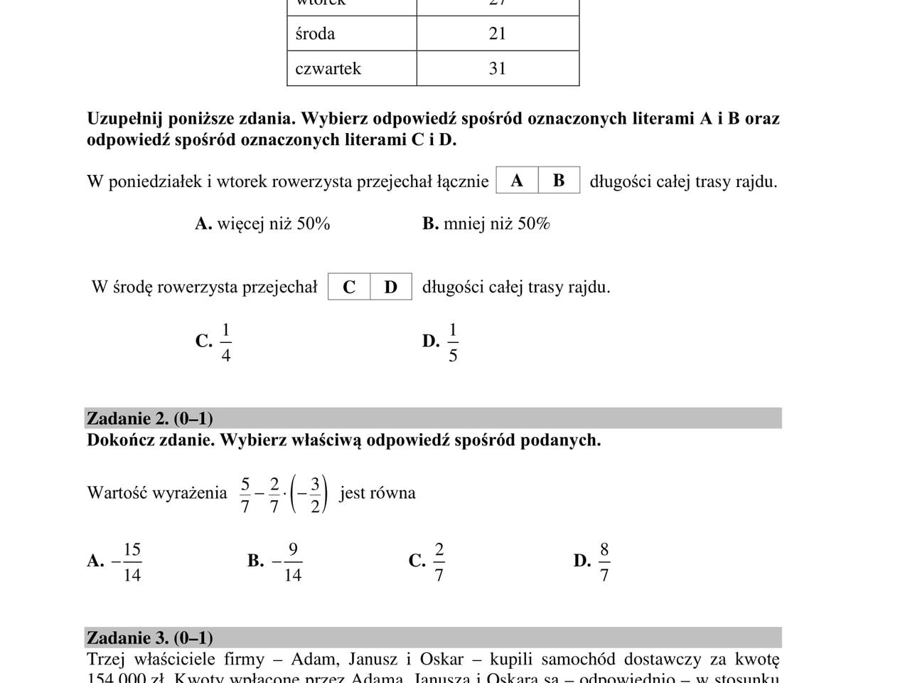 Arkusz Egzaminacyjny Nr 3 Matematyka Odpowiedzi