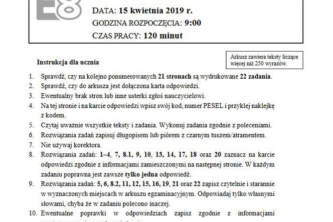 Egzamin ósmoklasisty 2020 polski - ODPOWIEDZI, ZADANIA, ARKUSZE CKE Cke Egzamin Zawodowy Praktyczny 2020 Odpowiedzi