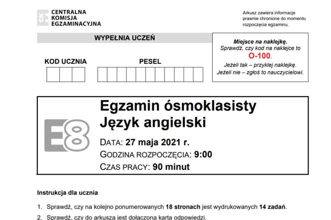 Egzamin Ósmoklasisty ANGIELSKI 2021: ODPOWIEDZI, KLUCZ i WYNIKI - ESKA.pl Prbny Egzamin Smoklasisty 2021 Angielski
