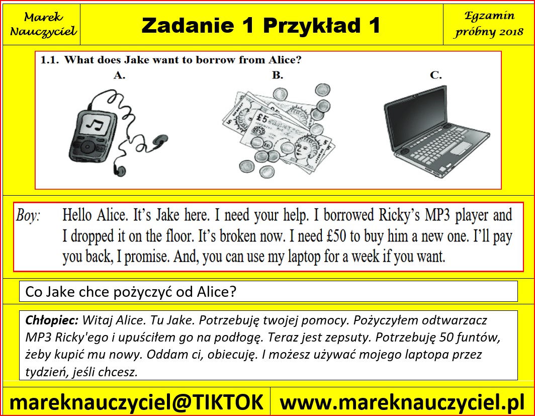 Egzamin próbny 2018 – Marek Nauczyciel Test Probny Jezyk Angielski 2018